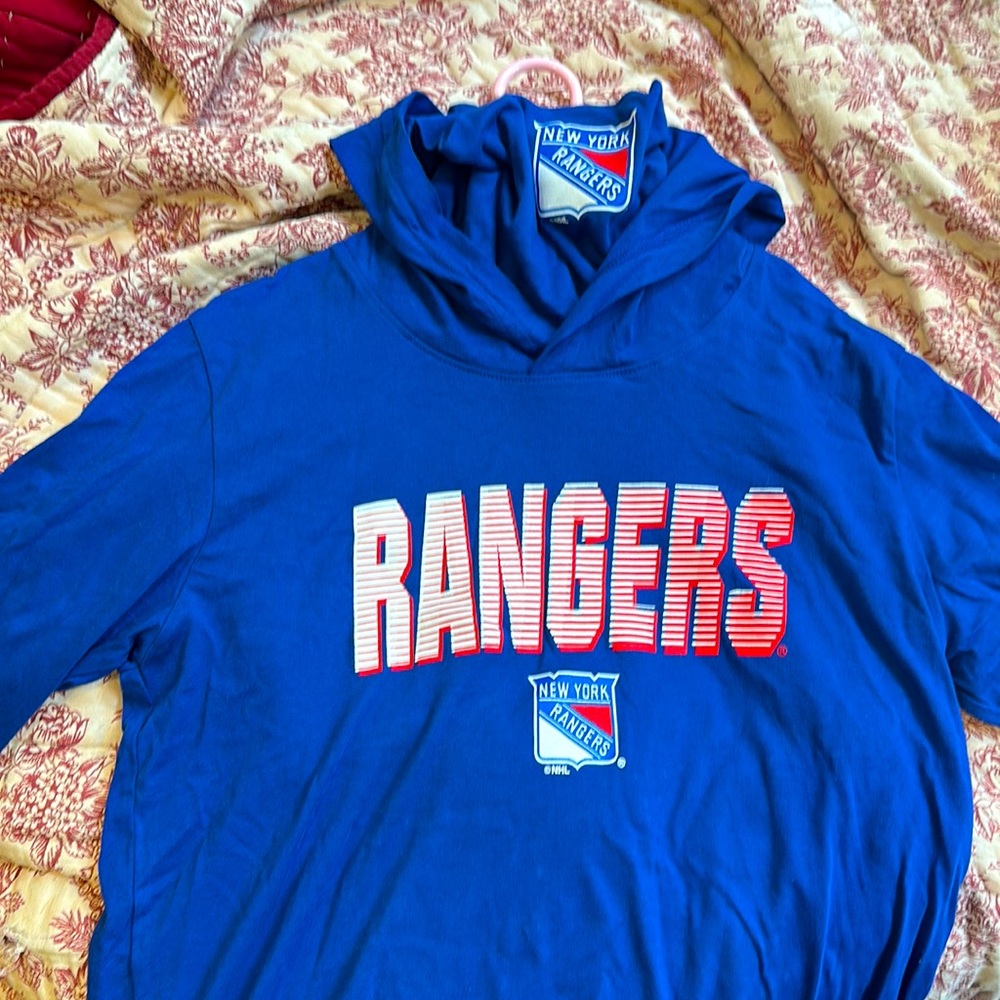 NY Rangers hooded long sleeve shirt